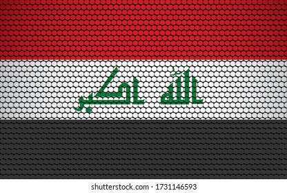 Abstract flag of Iraq made of circles. Iraqi flag designed with colored dots giving it a modern and futuristic abstract look.