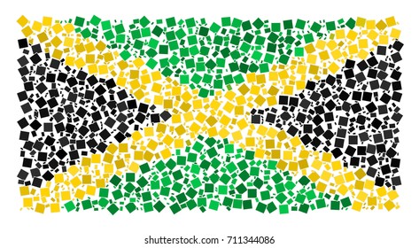 Abstract Flag Of Jamaica Made Of Rectangles