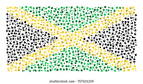 Abstract Flag Of Jamaica Made Of Sparse Hearts