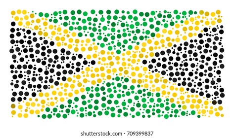 Abstract Flag Of Jamaica Made Of Sparse Circle Icons