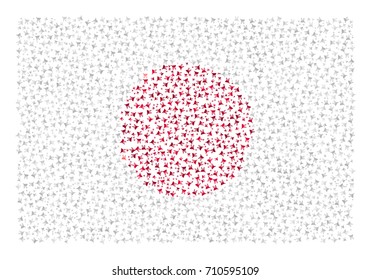Abstract Flag Of Japan Made Of Sparse Cart Icons