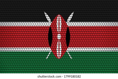 Abstrakte Flagge Kenias aus Kreisen. Kenianische Fahne, die mit farbigen Punkten gestaltet wurde, verleiht ihr einen modernen und futuristischen abstrakten Look.