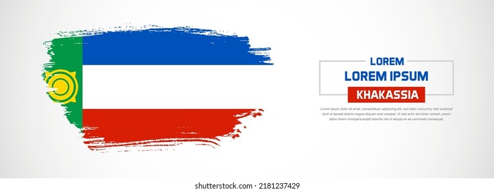 Bandera abstracta de Khakassia con pinceladas hechas a mano. Feliz Día Nacional con fondo vectorial de estilo grueso