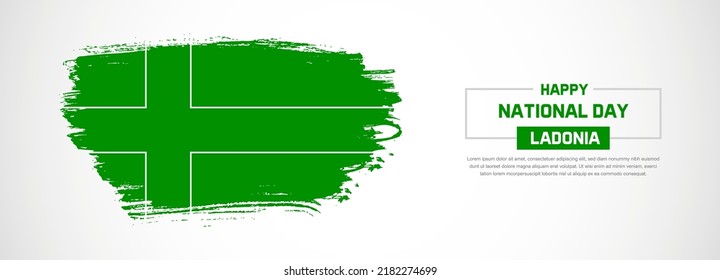 Abstract flag of Ladonia on hand drawn brush strokes. Happy National Day with grunge style vector background