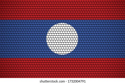 Bandera abstracta de Laos hecha de círculos. Bandera lao diseñada con puntos de color que le dan un aspecto abstracto moderno y futurista.
