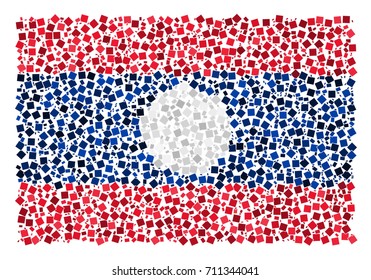 Abstract Flag Of Laos Made Of Rectangles