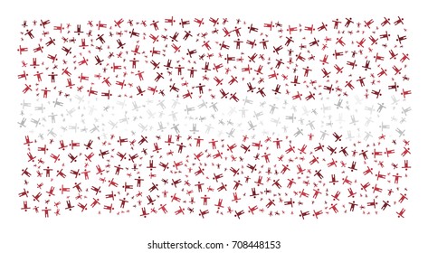 Abstract Flag Of Latvia Made Of Sparse Human Icons