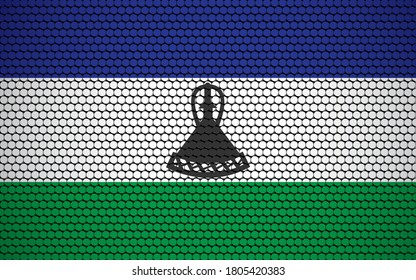 Abstract flag of Lesotho made of circles. Basotho flag designed with colored dots giving it a modern and futuristic abstract look.