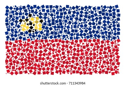 Abstract Flag Of Liechtenstein Made Of Rectangles