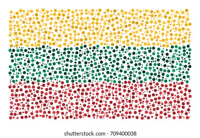 Abstract Flag Of Lithuania Made Of Sparse Circle Icons