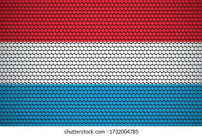Abstract flag of Luxembourg made of circles. Luxembourger flag designed with colored dots giving it a modern and futuristic abstract look.
