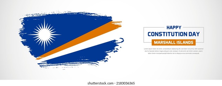 Bandera abstracta de las Islas Marshall con pinceladas a mano. Feliz Día de la Constitución con fondo vectorial de estilo grueso