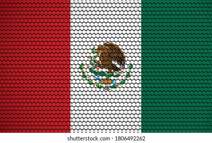 Abstract flag of Mexico made of circles. Mexican flag designed with colored dots giving it a modern and futuristic abstract look.