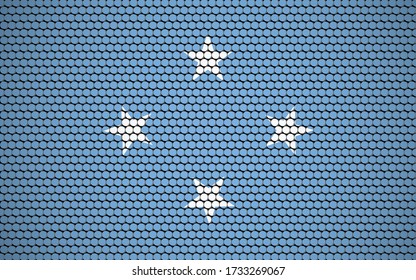 Abstract flag of Micronesia made of circles. Micronesian flag designed with colored dots giving it a modern and futuristic abstract look.