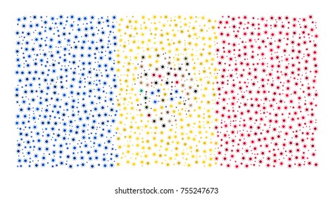 Abstract flag of Moldova made of sun icons