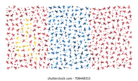 Abstract Flag Of Mongolia Made Of Sparse Human Icons