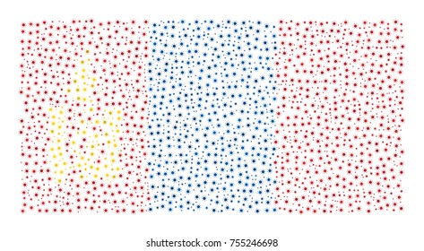 Abstract flag of Mongolia made of sun icons