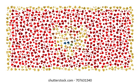 Abstract Flag Of Montenegro Made Of Sparse Hearts