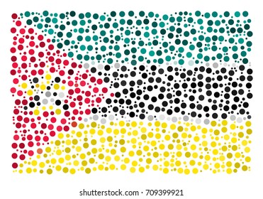 Abstract Flag Of Mozambique Made Of Sparse Circle Icons
