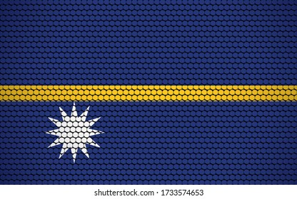 Abstract flag of Nauru made of circles. Nauruan flag designed with colored dots giving it a modern and futuristic abstract look.