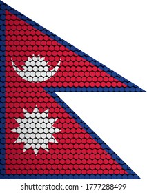 Abstract flag of Nepal made of circles. Nepalese flag designed with colored dots giving it a modern and futuristic abstract look.