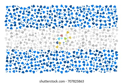 Abstract Flag Of Nicaragua Made Of Sparse Hearts