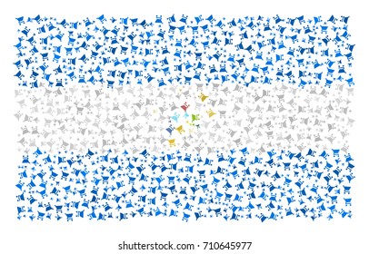 Abstract Flag Of Nicaragua Made Of Sparse Cart Icons