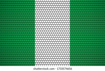 Abstract flag of Nigeria made of circles. Nigerian flag designed with colored dots giving it a modern and futuristic abstract look.