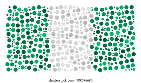 Abstract Flag Of Nigeria Made Of Sparse Circle Icons