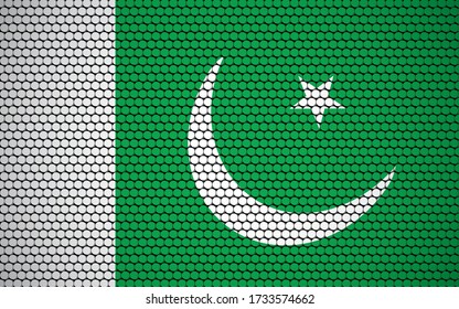 Abstract flag of Pakistan made of circles. Pakistani flag designed with colored dots giving it a modern and futuristic abstract look.