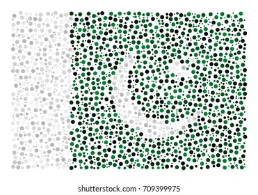 Abstract Flag Of Pakistan Made Of Sparse Circle Icons