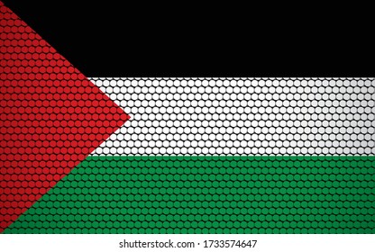 Abstract flag of Palestine made of circles. Palestinian flag designed with colored dots giving it a modern and futuristic abstract look.
