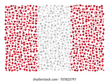 Abstract Flag Of Peru Made Of Sparse Hearts