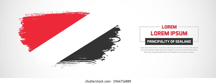 Abstract flag of Principality of Sealand on hand drawn brush strokes. Happy national Day with grunge style vector background