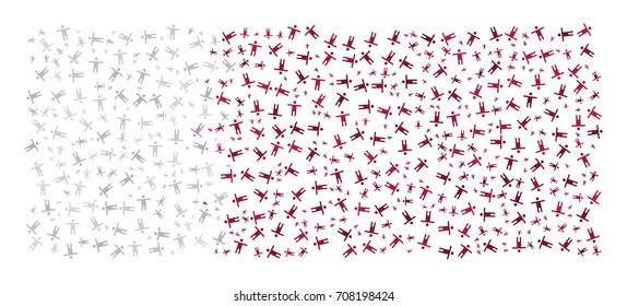 Abstract Flag Of Qatar Made Of Sparse Human Icons