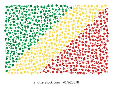 Abstract Flag Of The Republic Of The Congo Made Of Sparse Hearts
