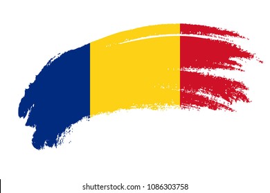 Abstract Flag romania of in Grunge Brush Stroke. Vector Illustration