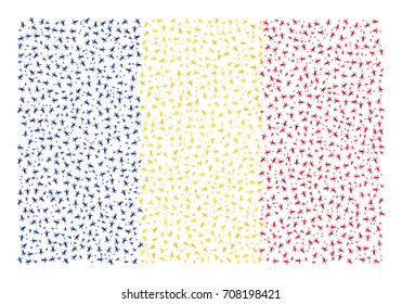 Abstract Flag Of Romania Made Of Sparse Human Icons