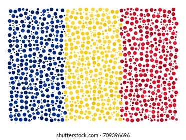 Abstract Flag Of Romania Made Of Sparse Circle Icons