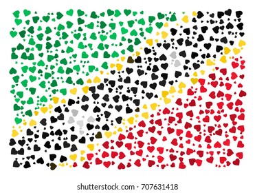 Abstract Flag Of Saint Kitts and Nevis Made Of Sparse Hearts