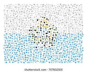 Abstract Flag Of San Marino Made Of Sparse Hearts