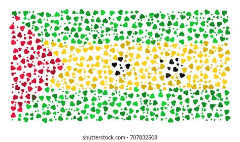 Abstract Flag Of Sao Tome And Principe Of Sparse Hearts