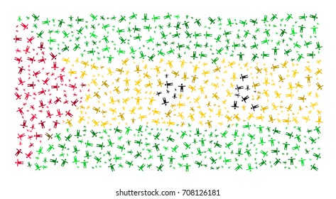 Abstract Flag Of Sao Tome And Principe Made Of Sparse Human Icons