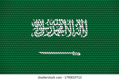Abstract flag of Saudi Arabia made of circles. Saudi Arabian flag designed with colored dots giving it a modern and futuristic abstract look.