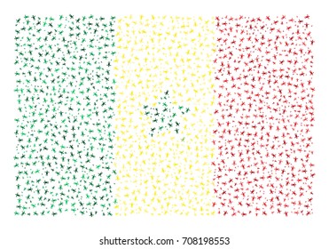 Abstract Flag Of Senegal Made Of Sparse Human Icons
