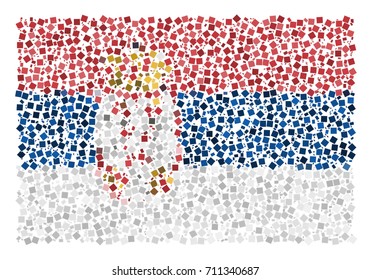 Abstract Flag Of Serbia Made Of Rectangles