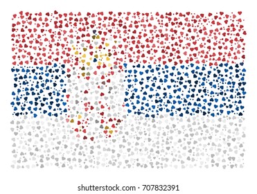 Abstract Flag Of Serbia Made Of Sparse Hearts