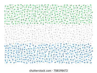 Abstract Flag Of Sierra Leone Made Of Sparse Human Icons