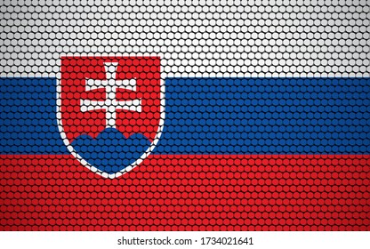 Abstract flag of Slovakia made of circles. Slovak flag designed with colored dots giving it a modern and futuristic abstract look.