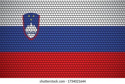 Abstract flag of Slovenia made of circles. Slovenian flag designed with colored dots giving it a modern and futuristic abstract look.